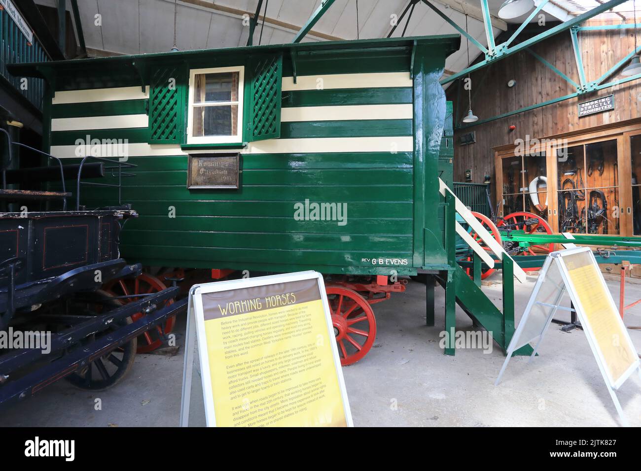 Historical wagons and horse drawn carts at Bradford Industrial Museum