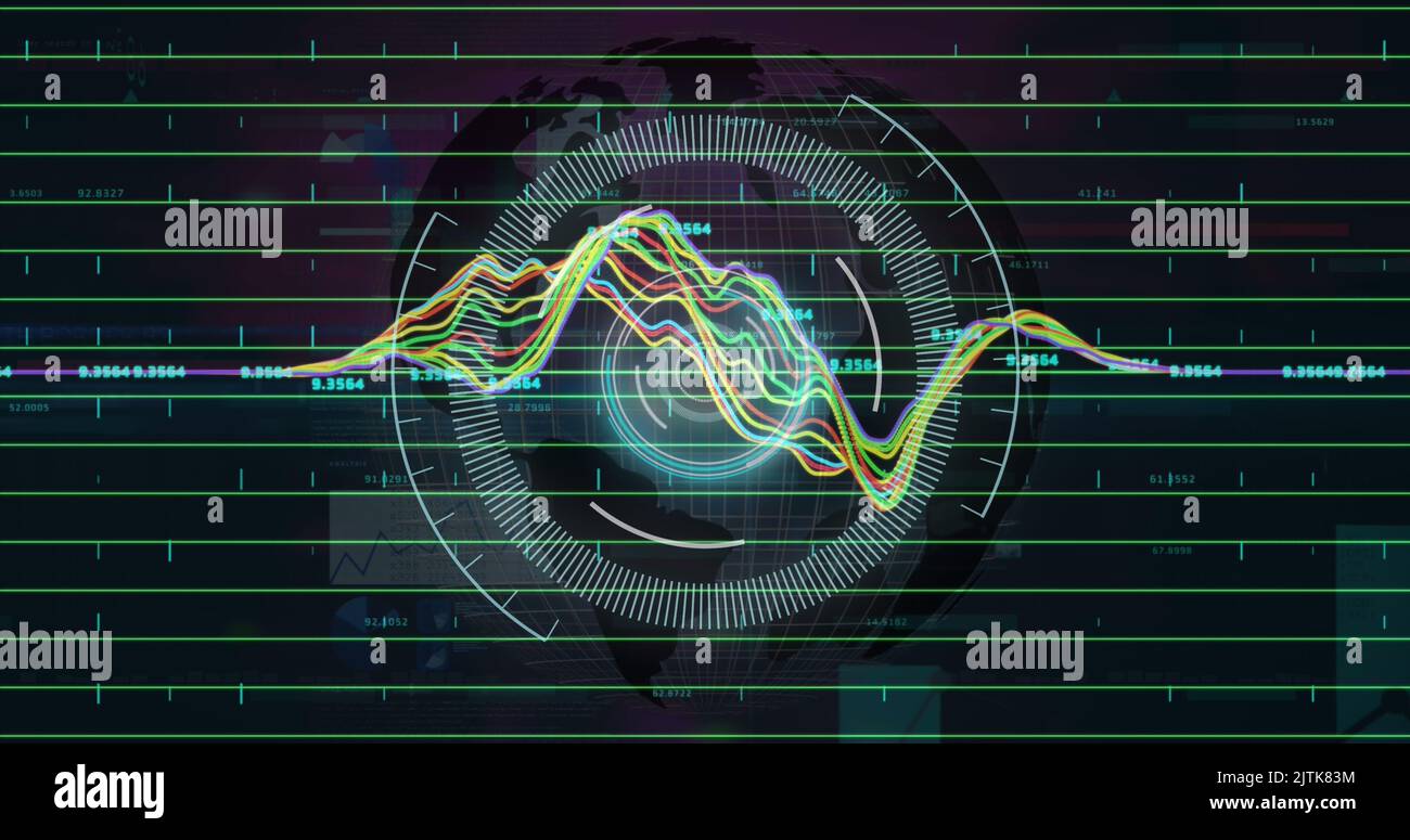 Scanner Rnd Image of round scanner spinning over statistical data processing ...