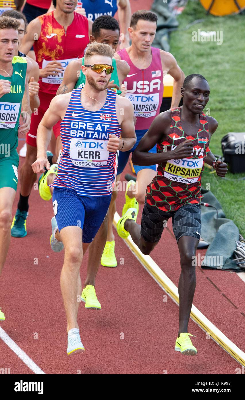 Josh Kerr of GB&NI and Abel Kipsang of Kenya competing in the men