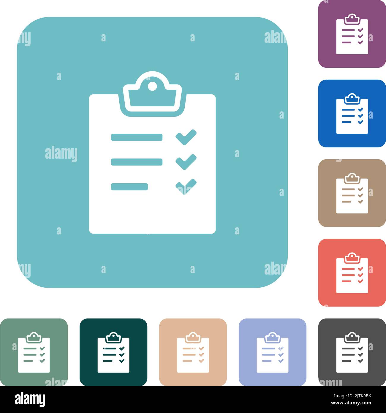 Task list alternate white flat icons on color rounded square backgrounds Stock Vector