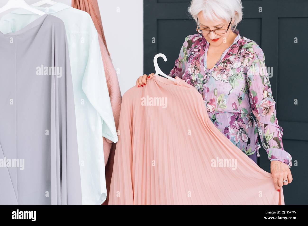 senior lifestyle fashion clothes shopping lady Stock Photo Alamy
