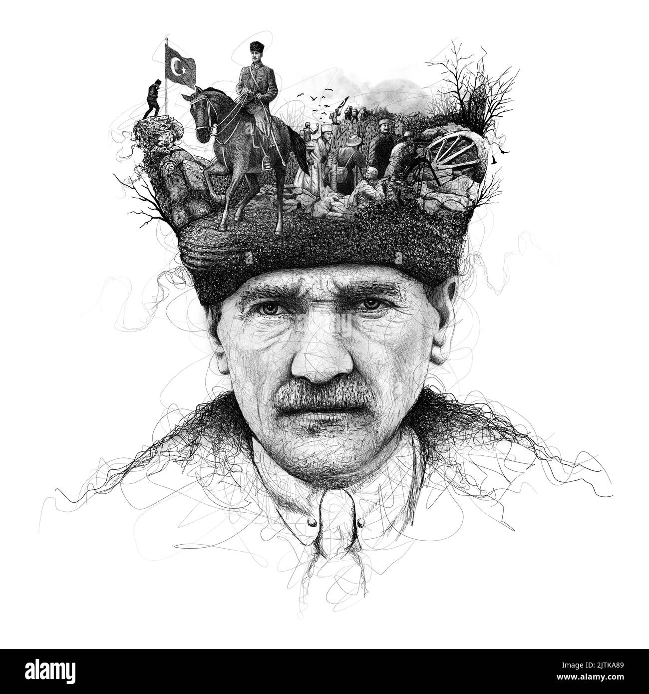 Ataturk digital illustration, Leader of Turkey Stock Photo