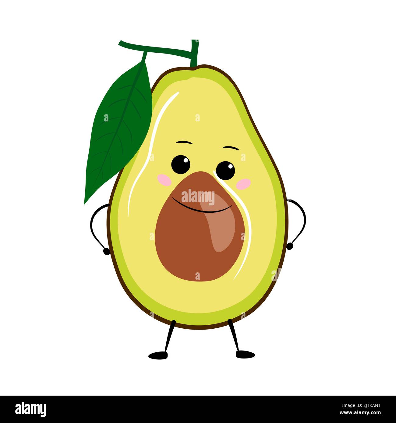 Avocado. Сartoon character. Isolated on a white background. Vector ...