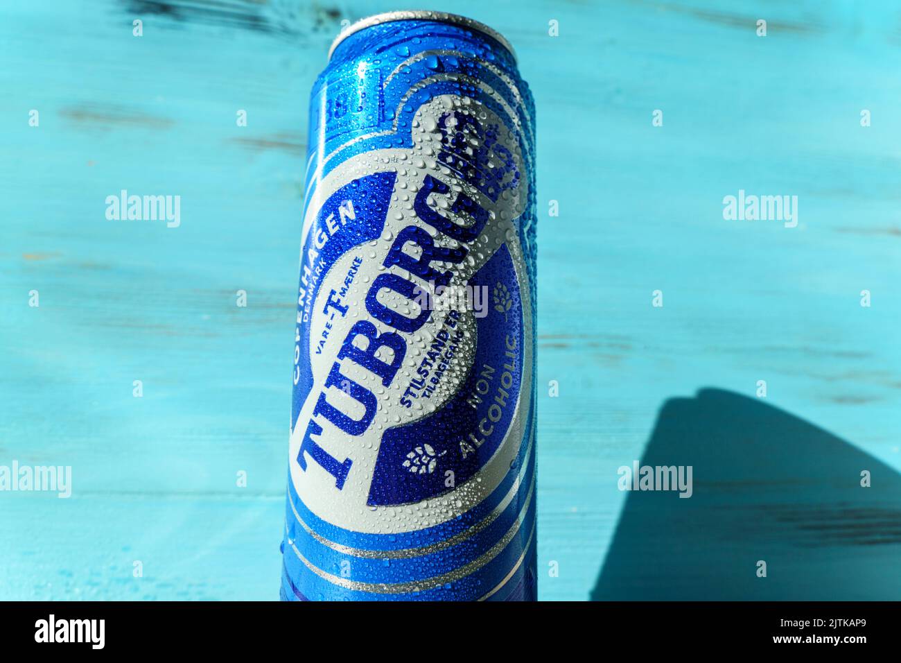 Tyumen, RussiaAugust 02, 2022 beer non alcoholic can.