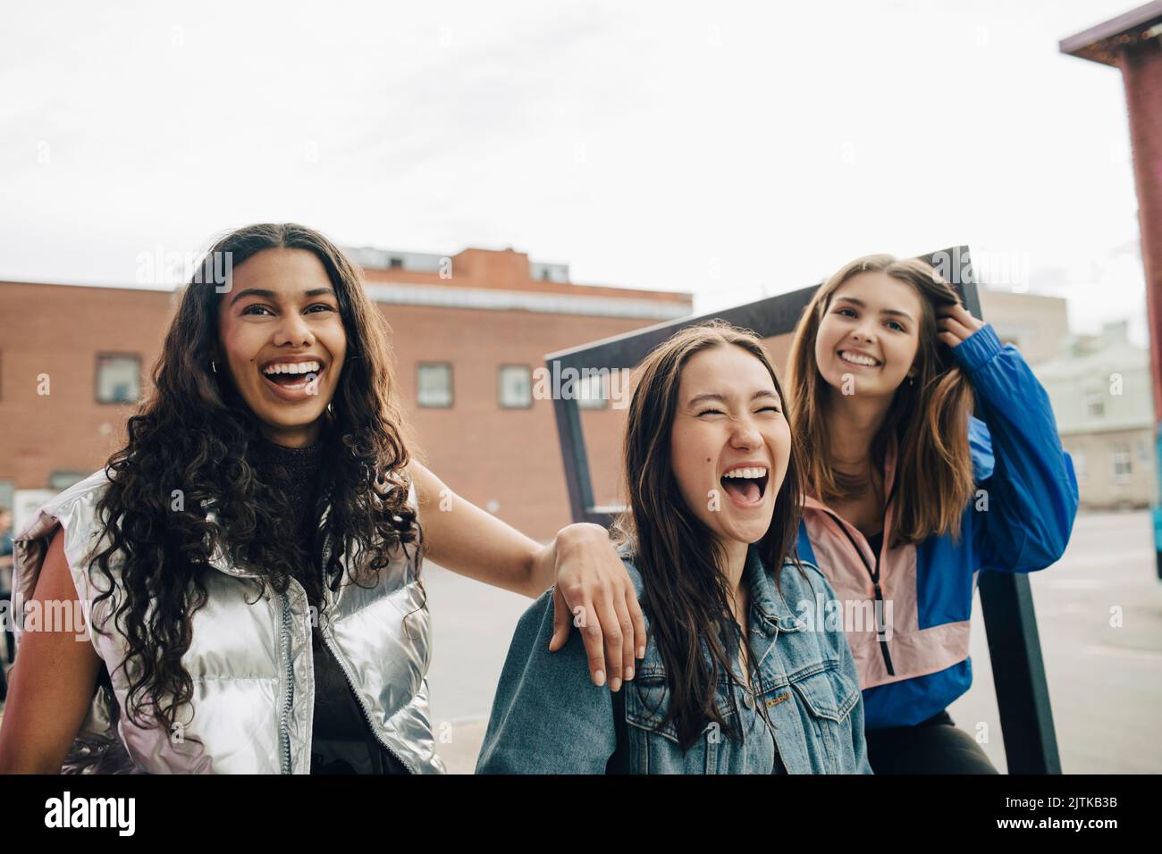 Happy multiracial young friends enjoying together Stock Photo