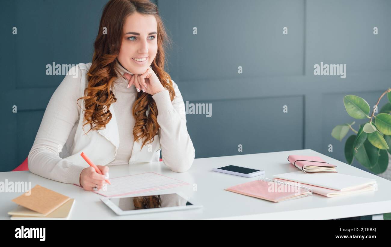 agenda ambitious business plans woman workplace Stock Photo