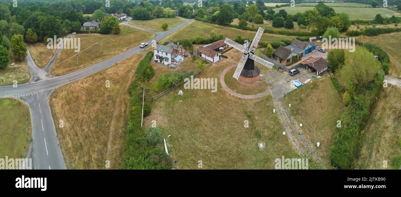 Outwood windmill Surrey from the air Stock Photo