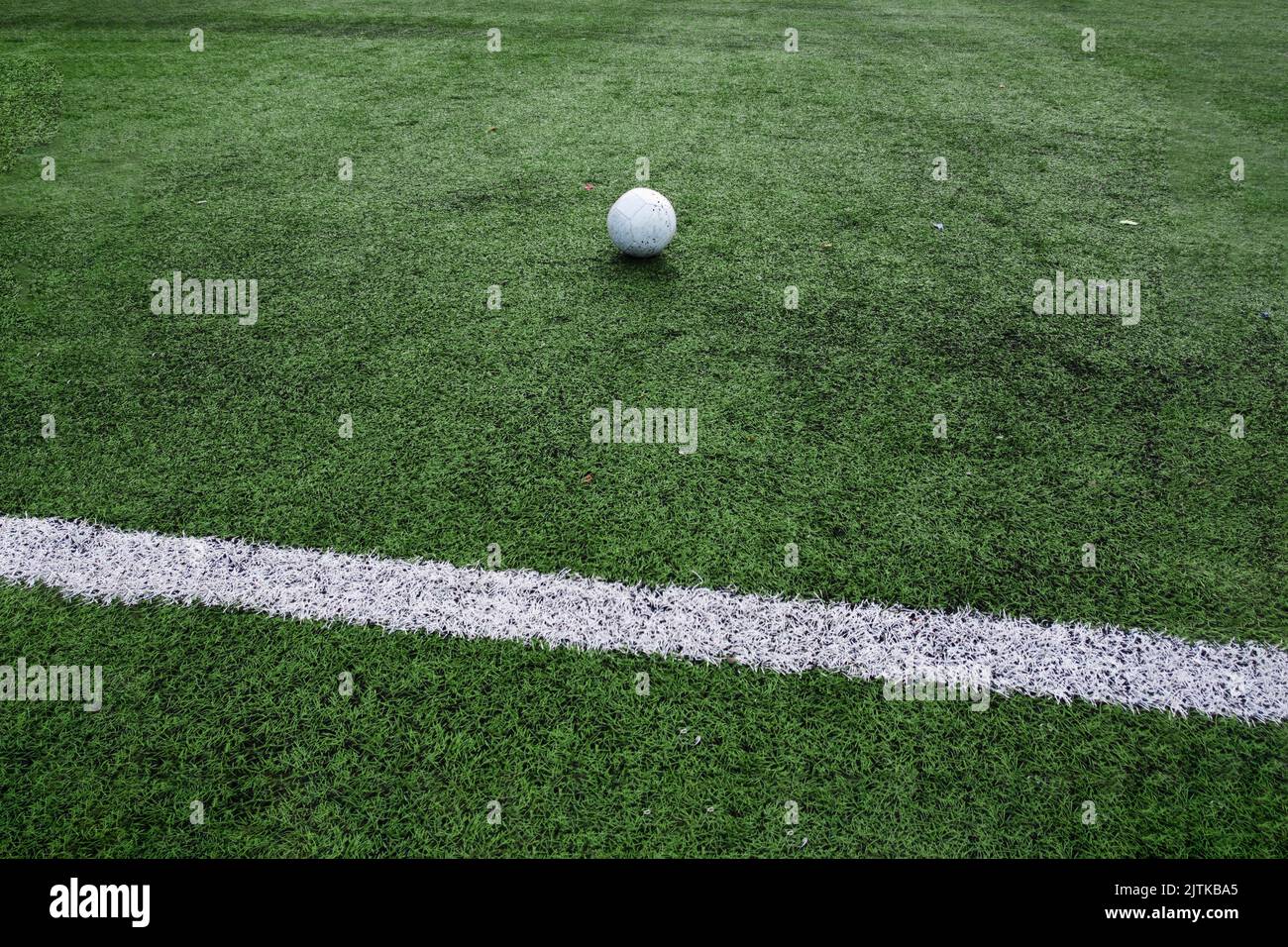 Close up of football field markings and a ball Stock Photo Alamy