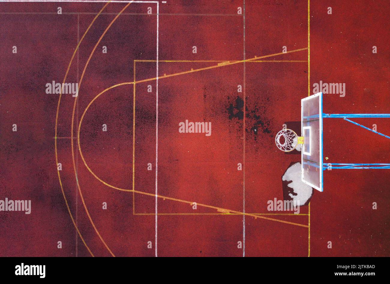 Top view of an old basketball court Stock Photo