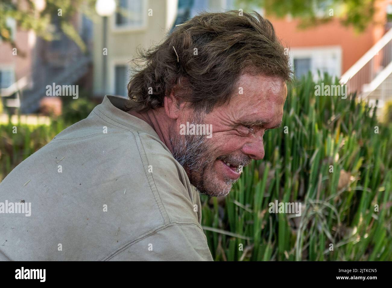 Vacaville, California, USA. 27th July, 2022. MARK RIPPEE, 59, smiles as he jokes his twin sisters are hypochondriacs and are always saying they are more sick than they really are. (Credit Image: © Renee C. Byer/Sacramento Bee/ZUMA Press Wire) Stock Photo