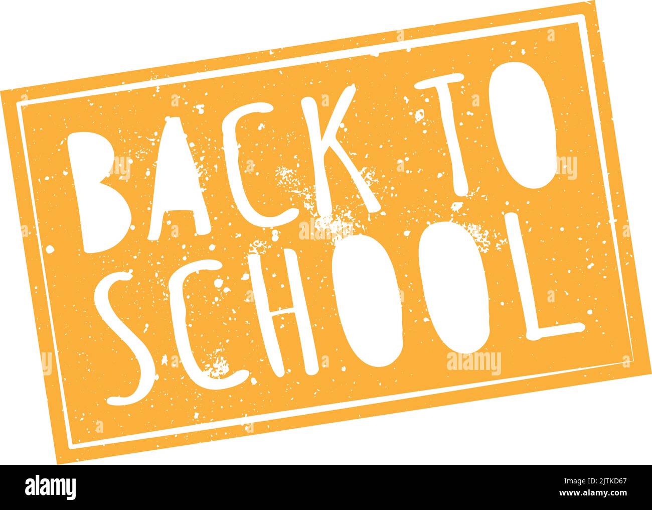 grungy orange BACK TO SCHOOL sign or sticker isolated on white background, vector illustration Stock Vector