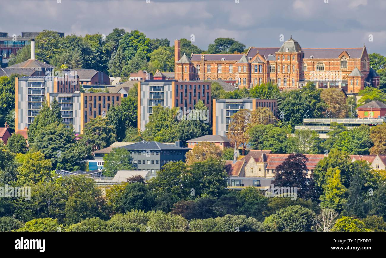 View of Winchester hospital and University buildings from the top of St
