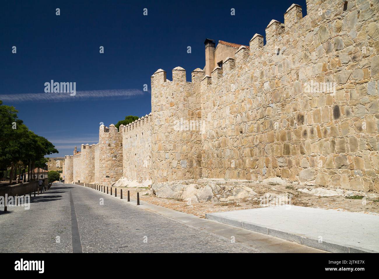 Walls of Avila at Paseo del Rastro, Avila, Spain. Stock Photo