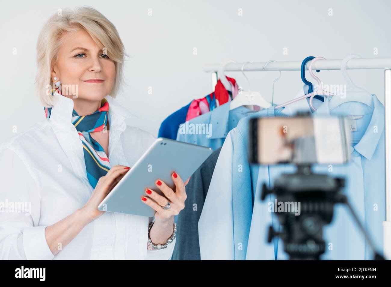 Fashion trends blogger woman lifestyle work tablet stock photo alamy