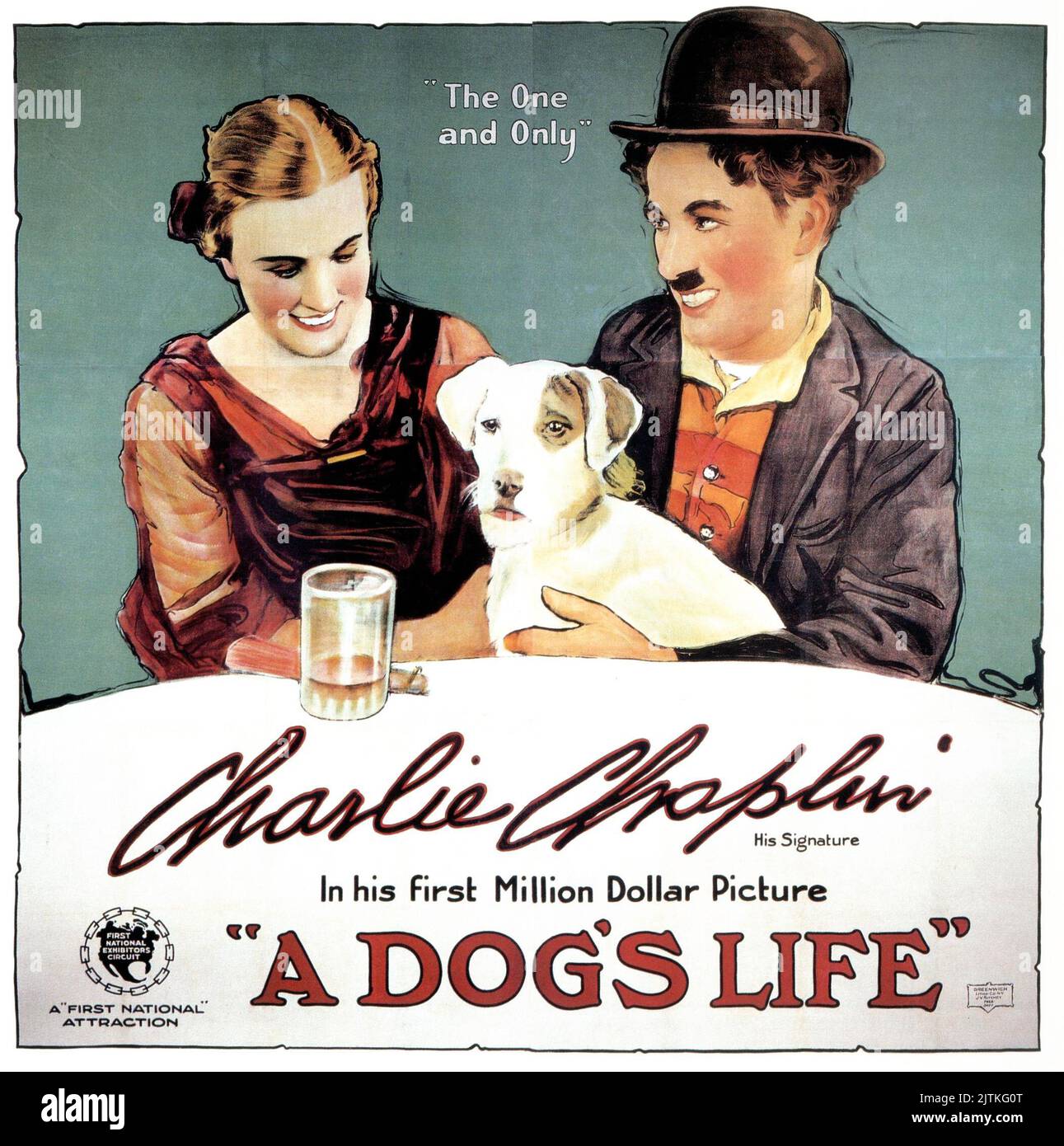 kinopoisk.ru Charlie Chaplin, vintage movie poster - A Dog's Life 1918 poster Stock Photo