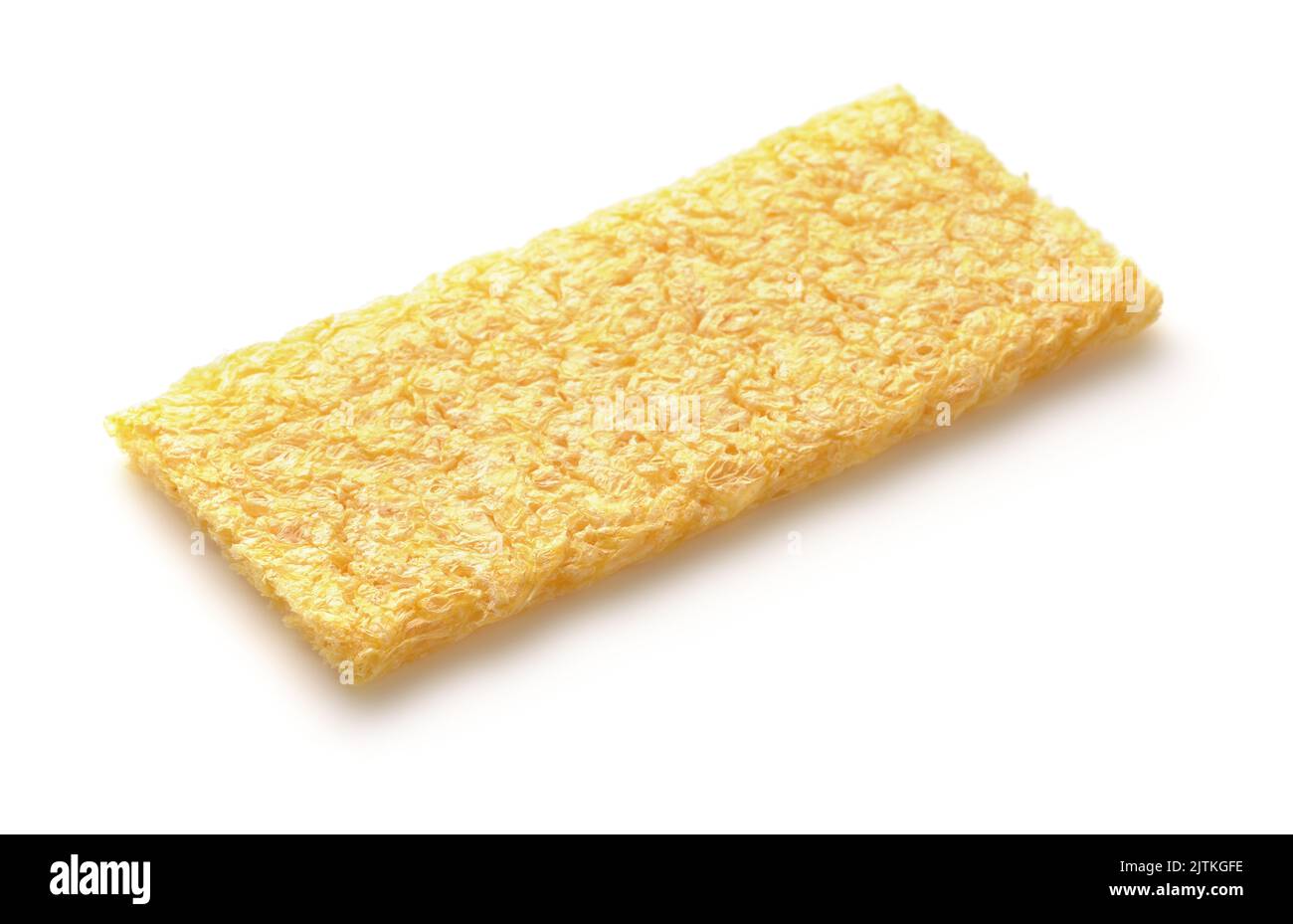 Single rectangular corn crispbread isolated on white Stock Photo