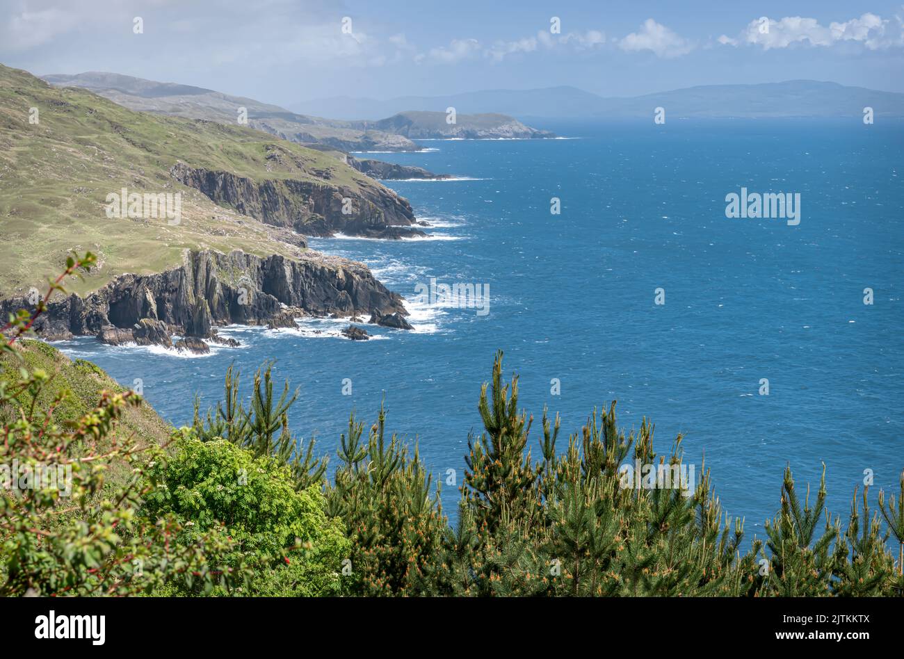 The South Coast of the Beara Peninsula Coast Line from Dzogchen in County Cork, Ireland Stock Photo
