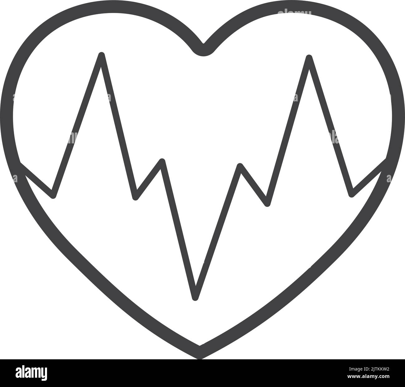 Heart beat icon. Black line cardiology symbol isolated on white