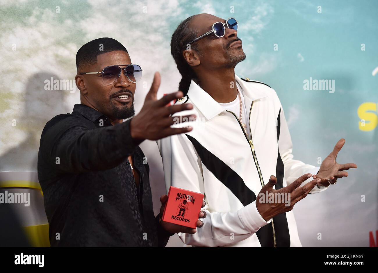 Jamie Foxx and Snoop Dogg arriving to Netflix’s ‘Day Shift’ Los Angeles Premiere at Regal