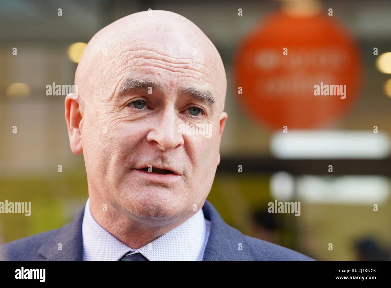 Mick Lynch, general secretary of the Rail, Maritime and Transport union ...