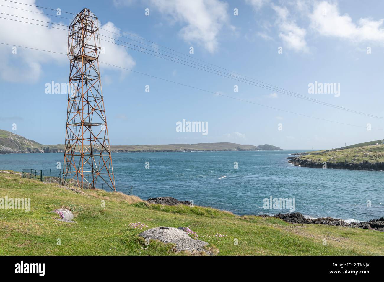 Dursey island Cable Car Support at the end of the Beara Peninsula, County Cork, Ireland Stock Photo