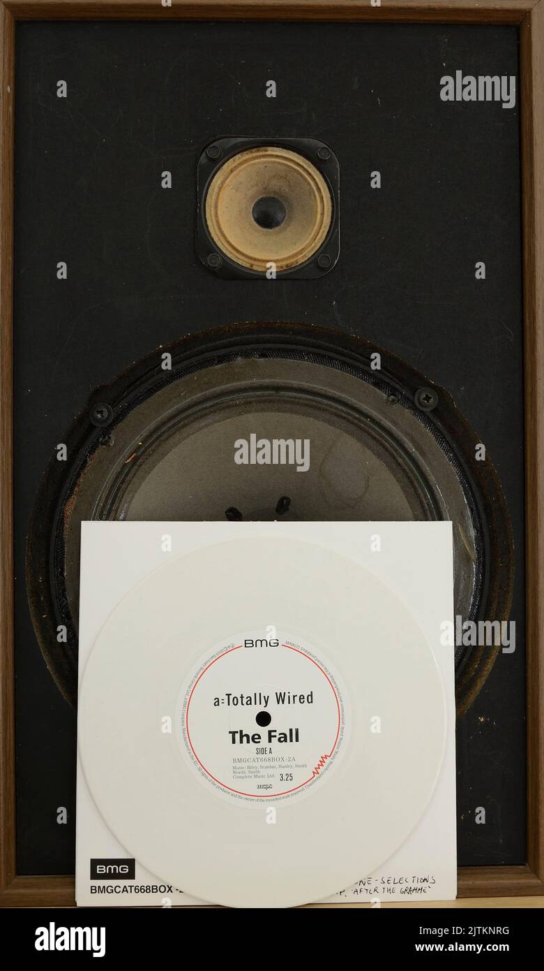 Colored vinyl singles by The Fall. Stock Photo