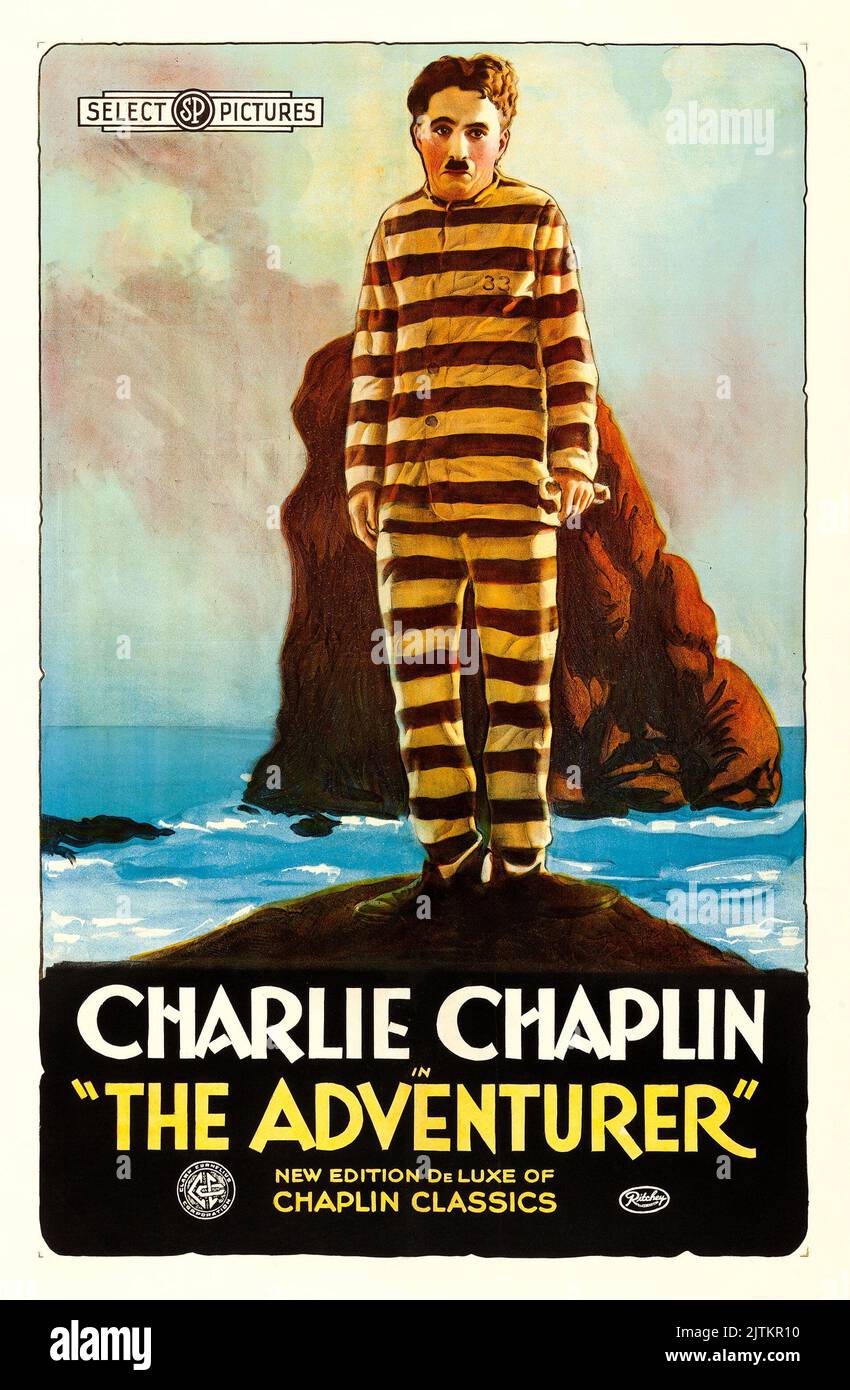 Charlie Chaplin in The Adventurer (Select Pictures, Early 1920s) - Silent film Stock Photo