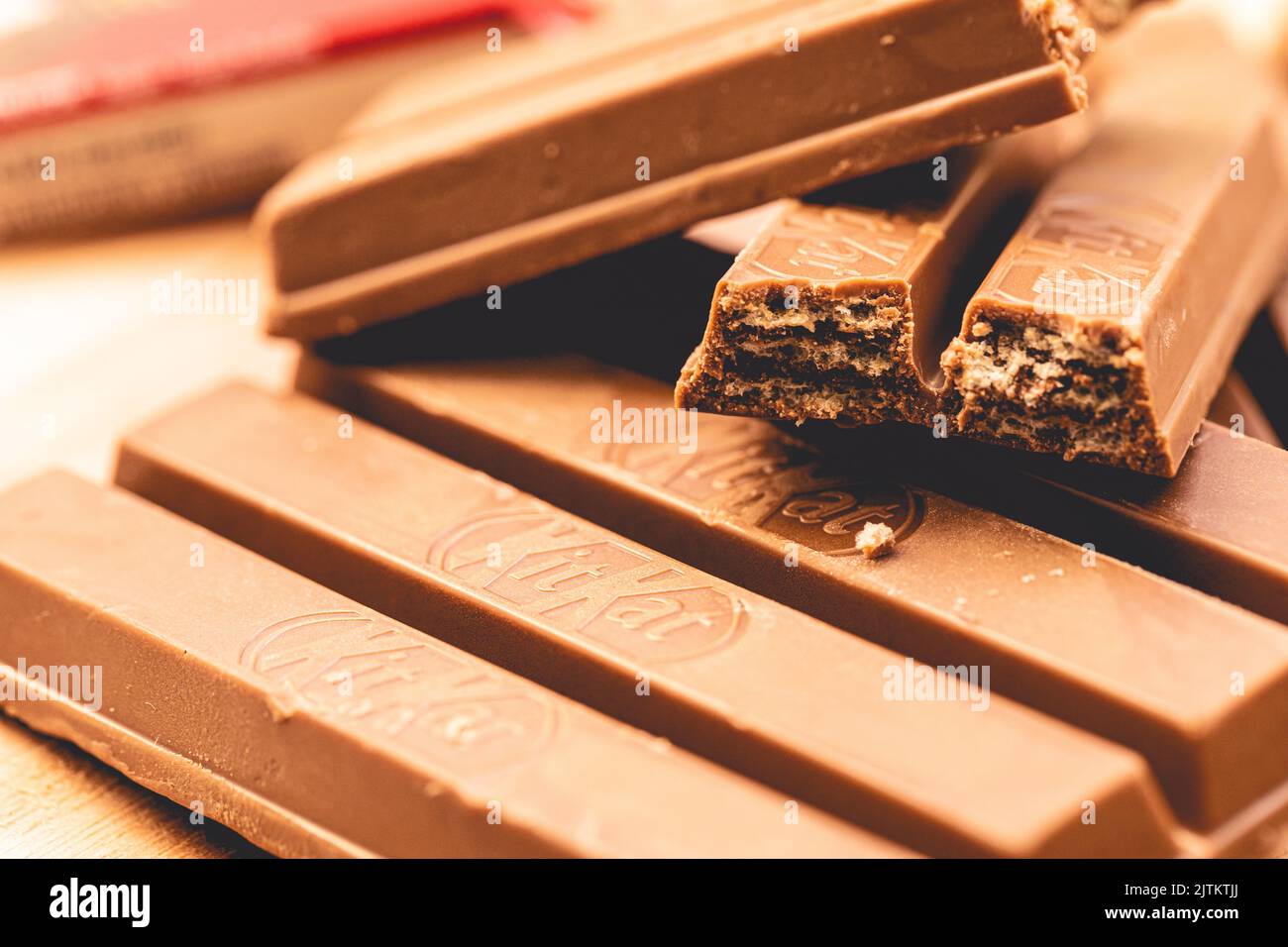 LVIV, UKRAINE - April 08, 2021: Kitkat mini chocolate bar in a