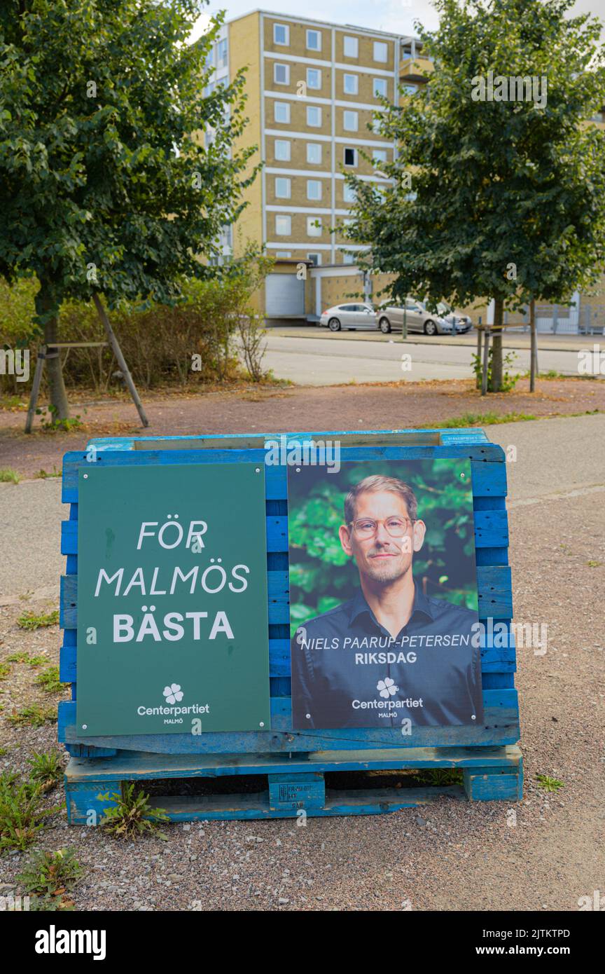 Malmö, Sweden. 31 August 2022. Election posters presented to the public in Malmö, Sweden before the election Sunday September 11. Tommy Lindholm Stock Photo