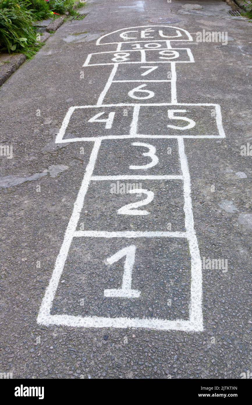 classic children's game known as hopscotch Stock Photo Alamy