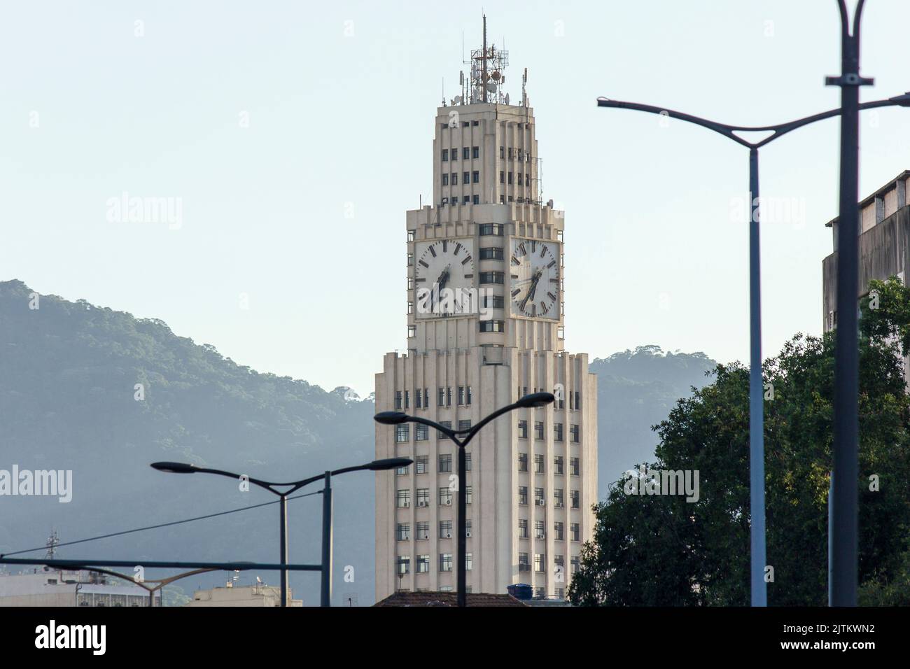 central clock seen from the olympic boulevard in Rio de Janeiro Stock