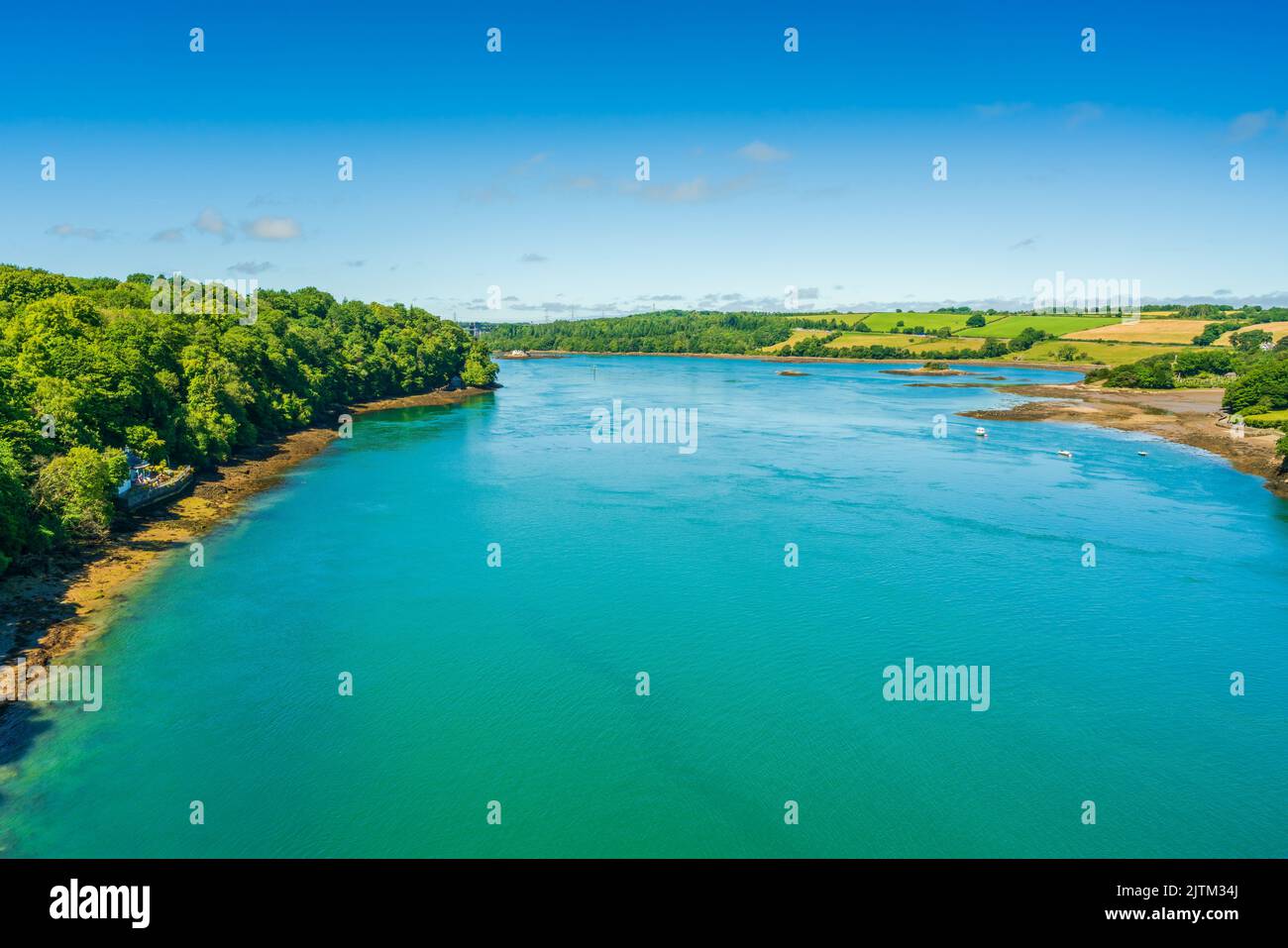 View of Menai Strait between the island of Anglesey and mainland Wales Stock Photo Alamy