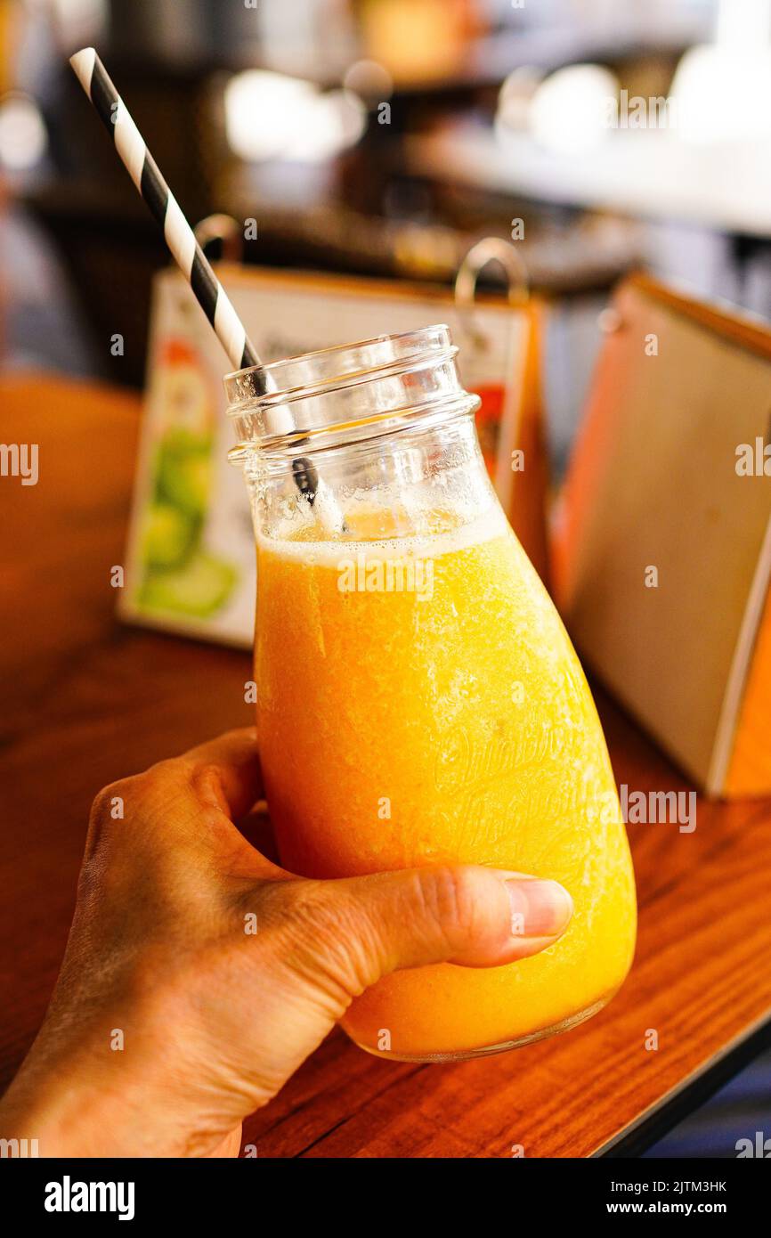 Tropical Mango smoothie Stock Photo - Alamy
