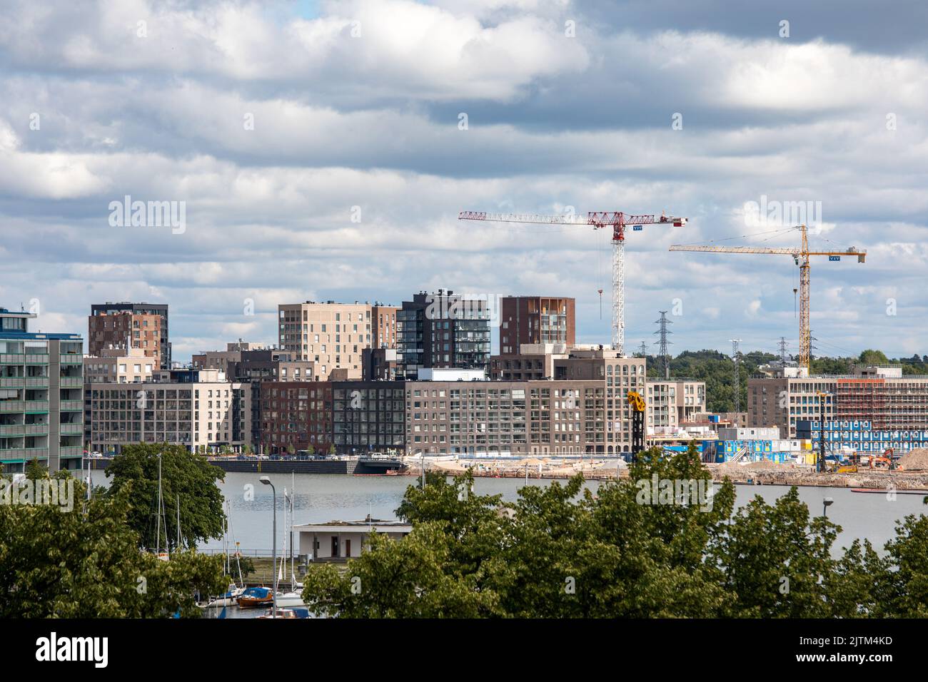 Newly built Sompasaari district by the sea in Helsinki, Finland Stock Photo