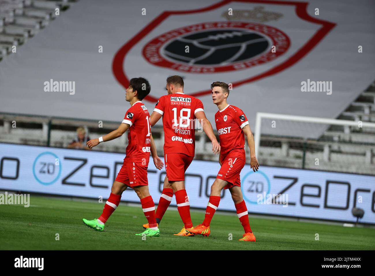 Antwerp, Belgium, 31/08/2022, Antwerp's players celebrates after ...