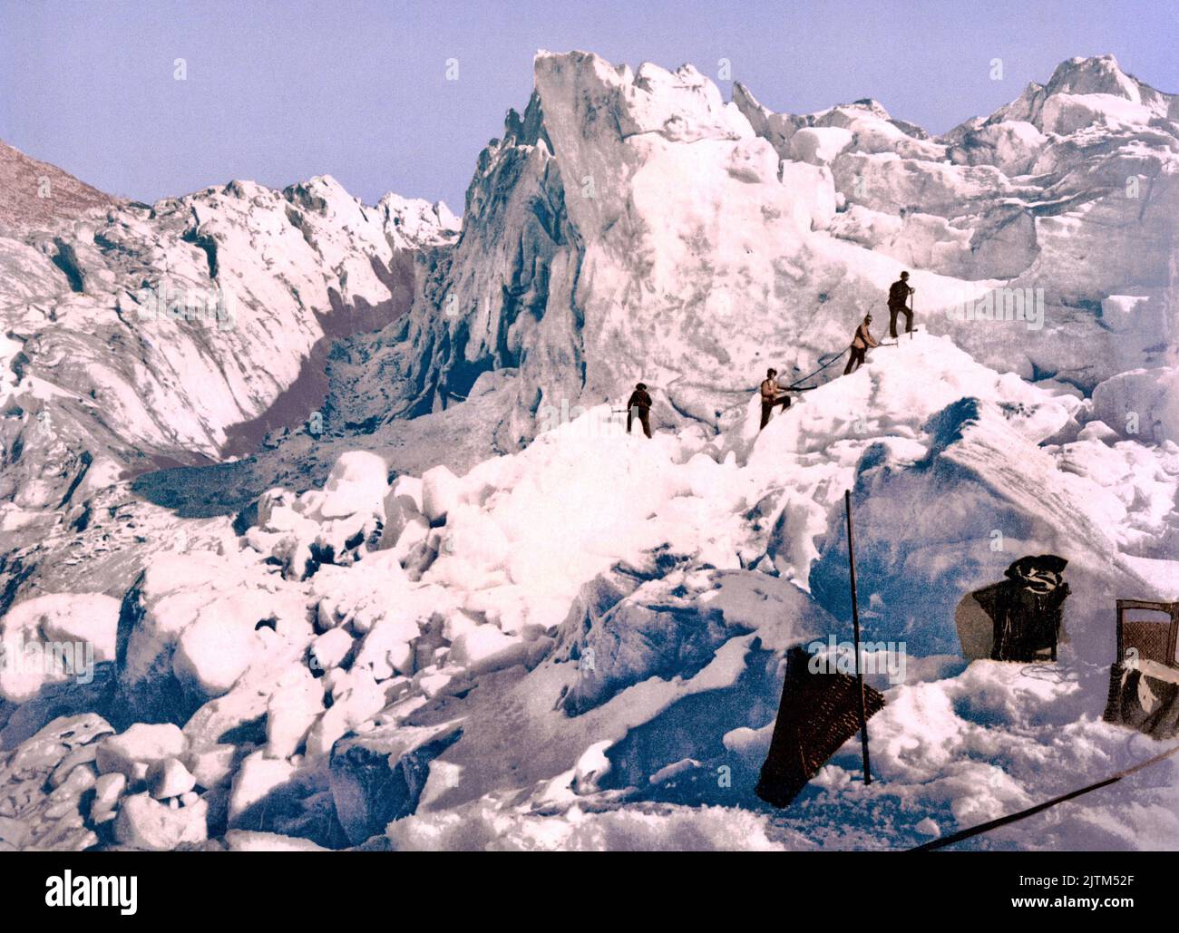 Mont Pers Glacier, Bernina Range, Upper Engadin, Grisons, Graubünden, Switzerland 1890. Stock Photo