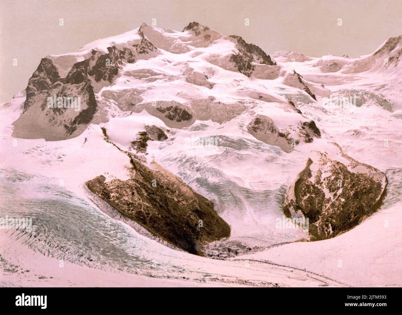 Monte Rosa, Pennine Alps, Valais, Switzerland 1890. Stock Photo