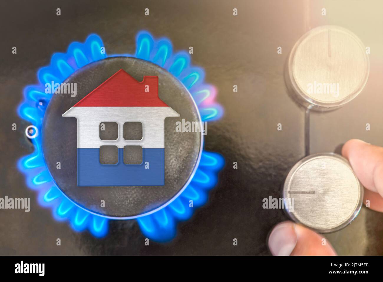 Heating season or gas use in Netherlands. Concept, model of a house