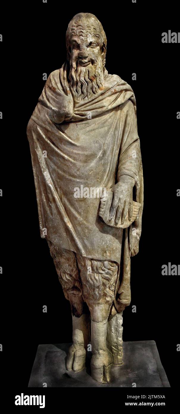 Marble statue , Pan from Sparta, Pelopenese, 1st Cent AD, copy  4th Century BC, Greek original. National Archaeological Museum in Athens. Stock Photo