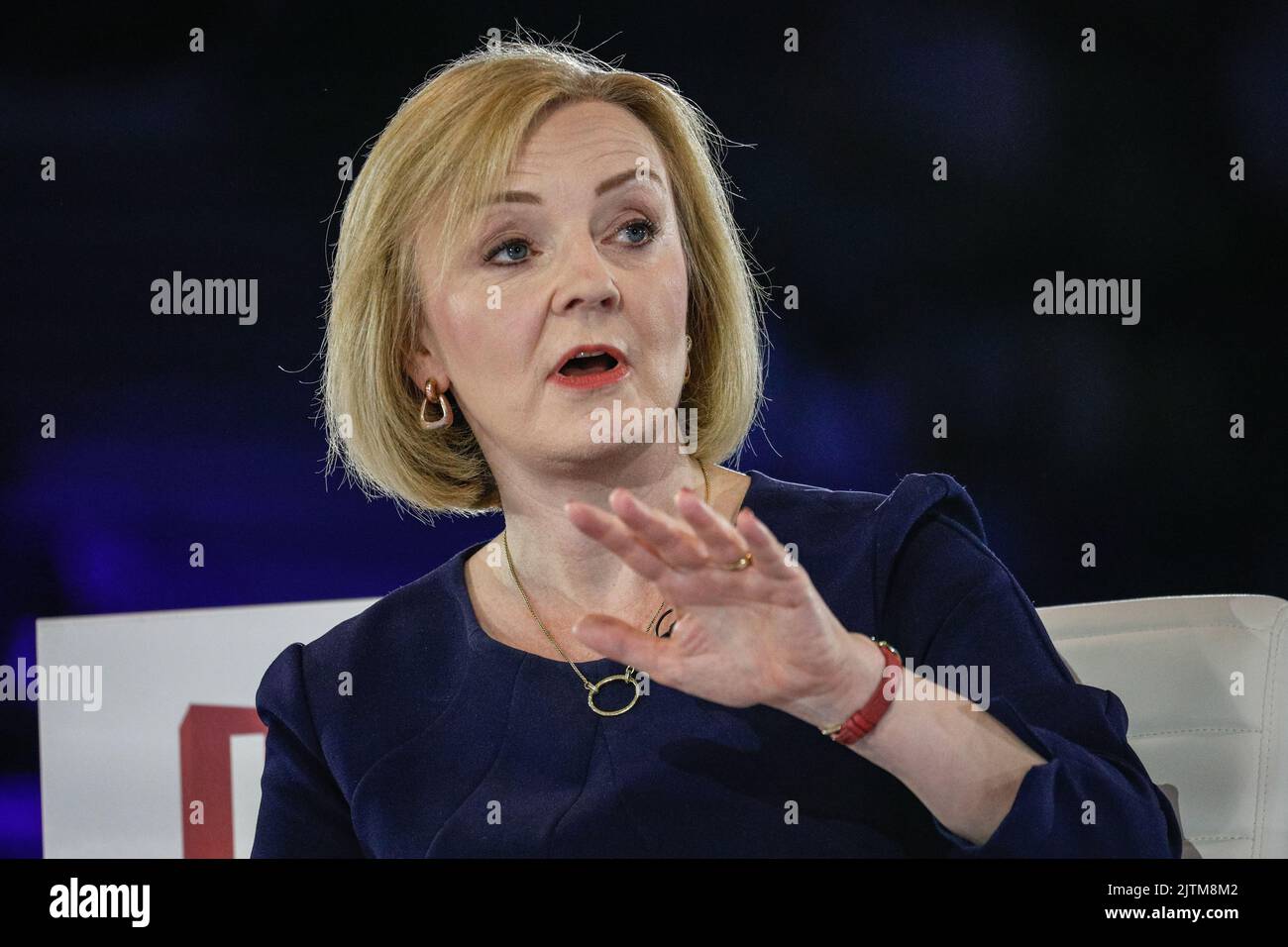 London, UK. 31st Aug, 2022. Liz Truss, Foreign Secretary. The final hustings in the Conservative Party leadership race, held at Wembley Arena, sees Liz Truss and Rishi Sunak compete to lead the party and become the next Prime Minister. Credit: Imageplotter/Alamy Live News Stock Photo