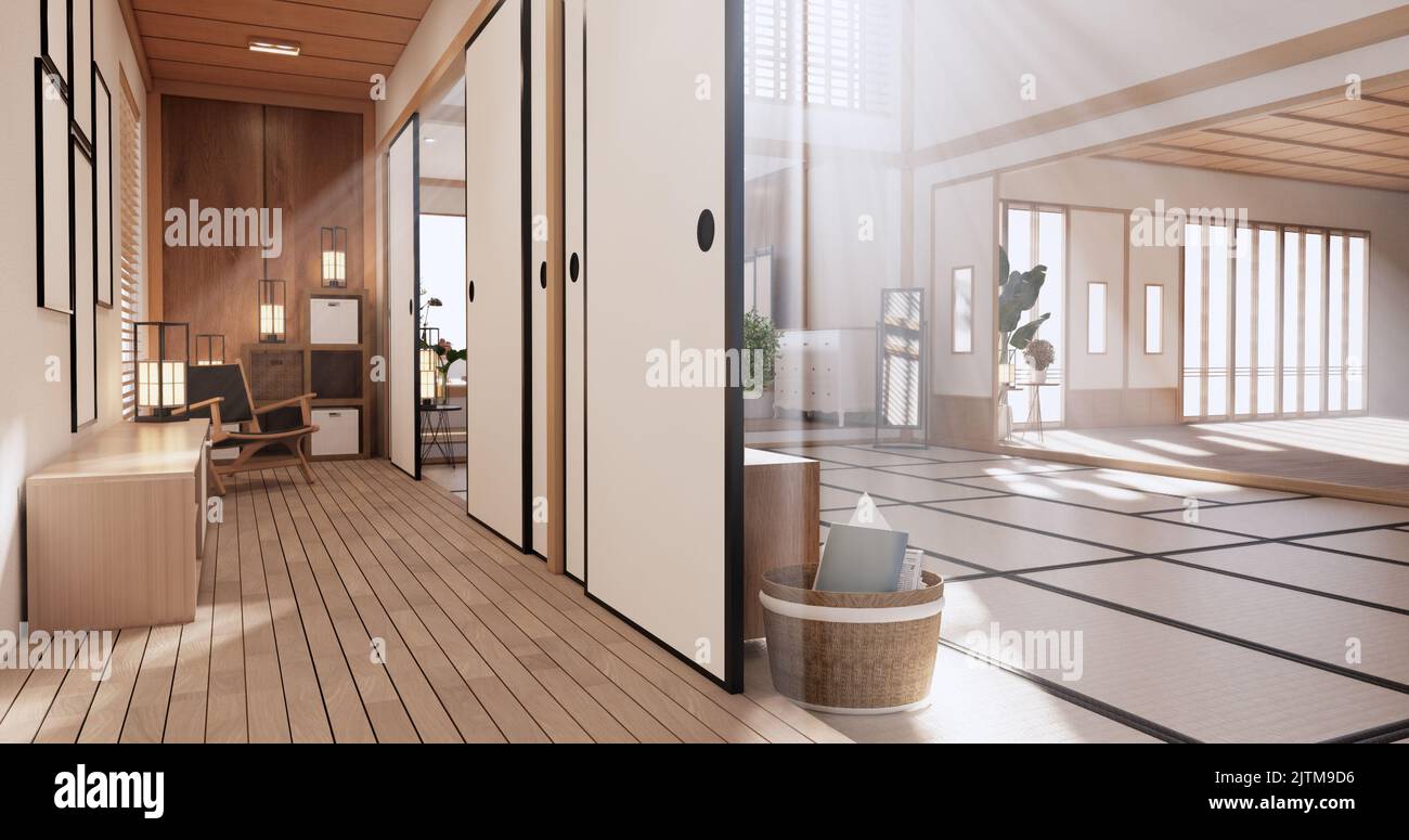Picture of yoga interior design,cleaning minimalist room japan style. 3D rendering ...