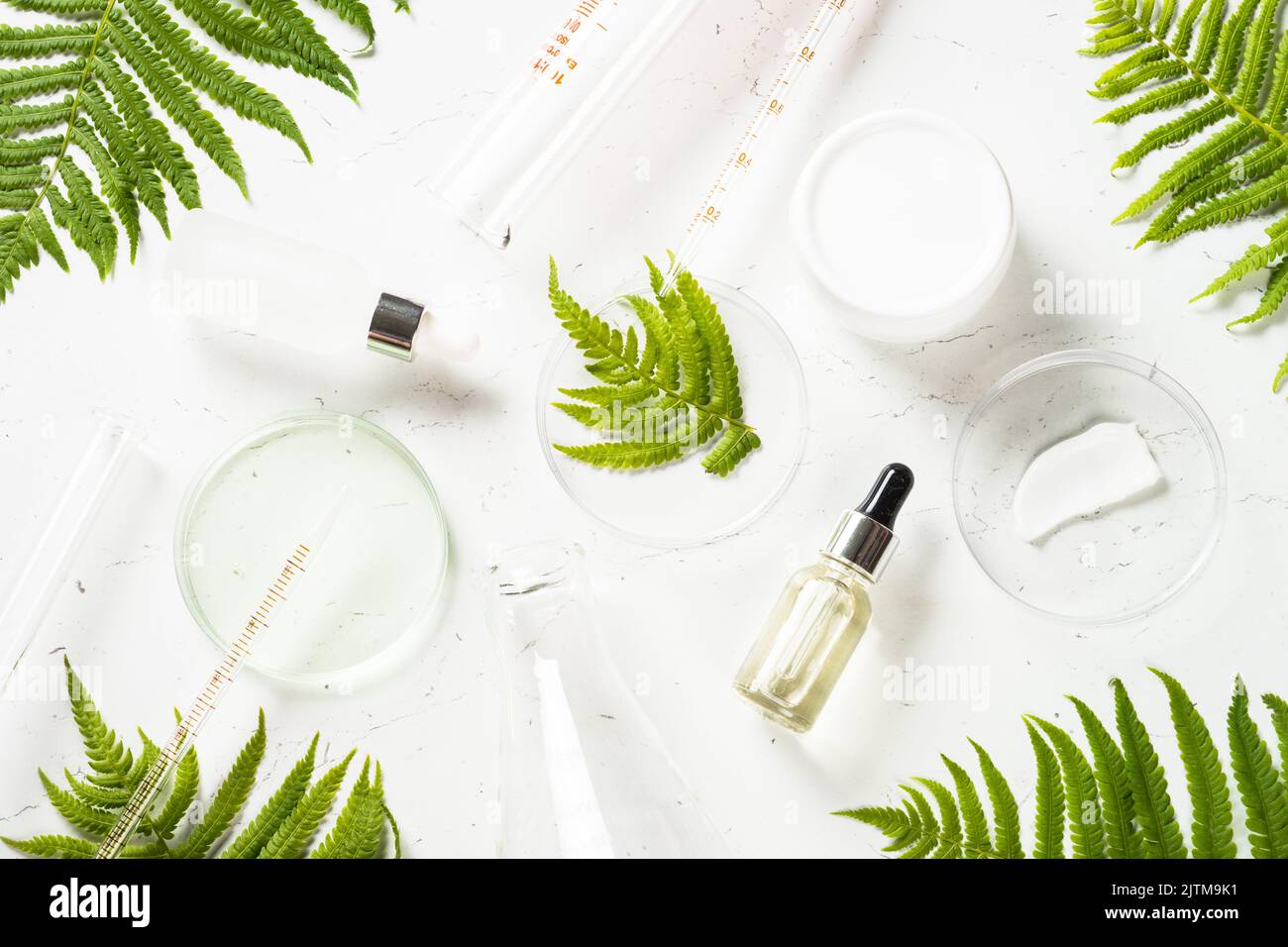 Cosmetic laboratory concept with natural cosmetic products Stock Photo