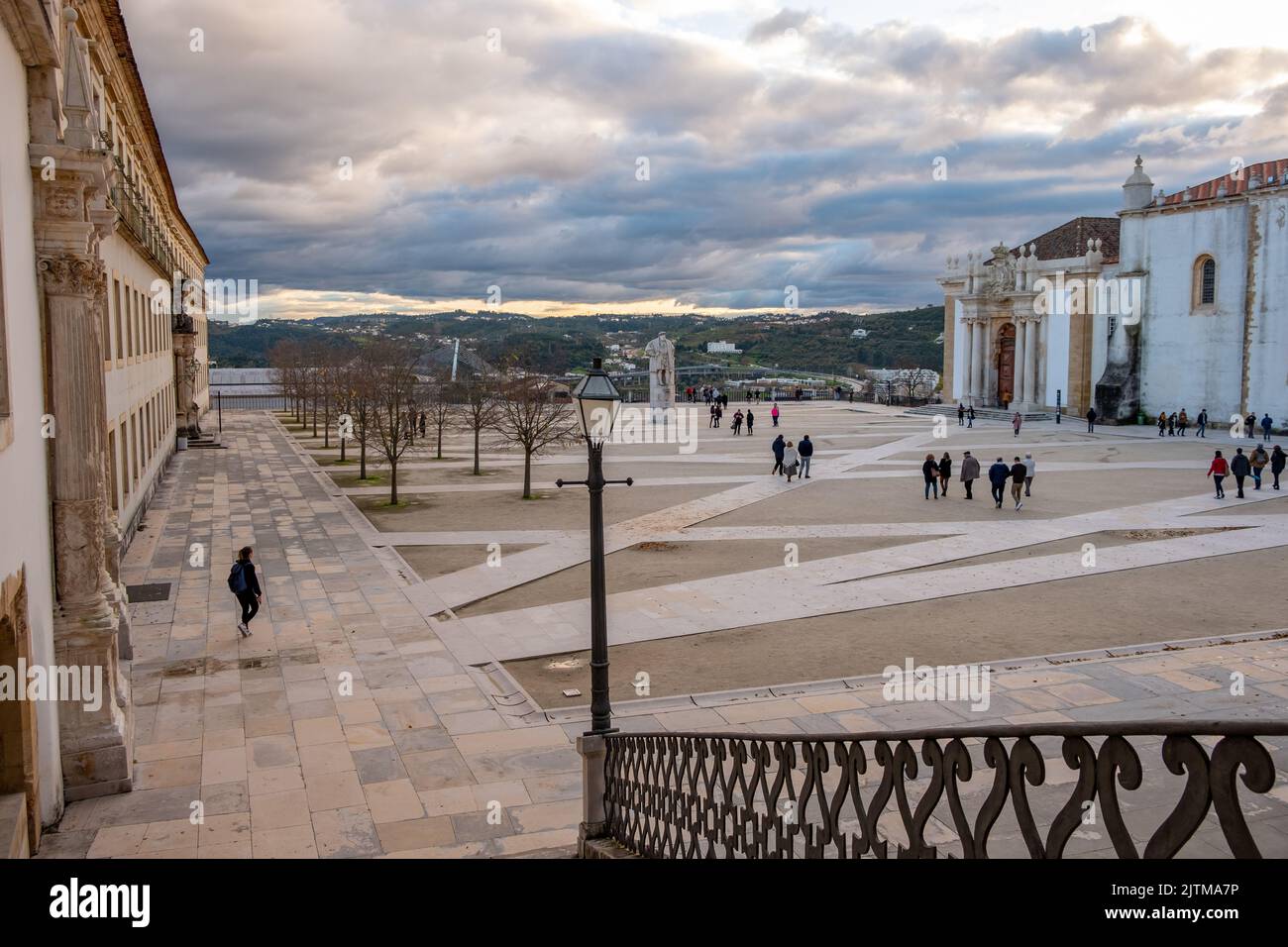 Panoramic view over the "Paço das Escolas" in the Old University Campus of the University of Coimbra. Stock Photo