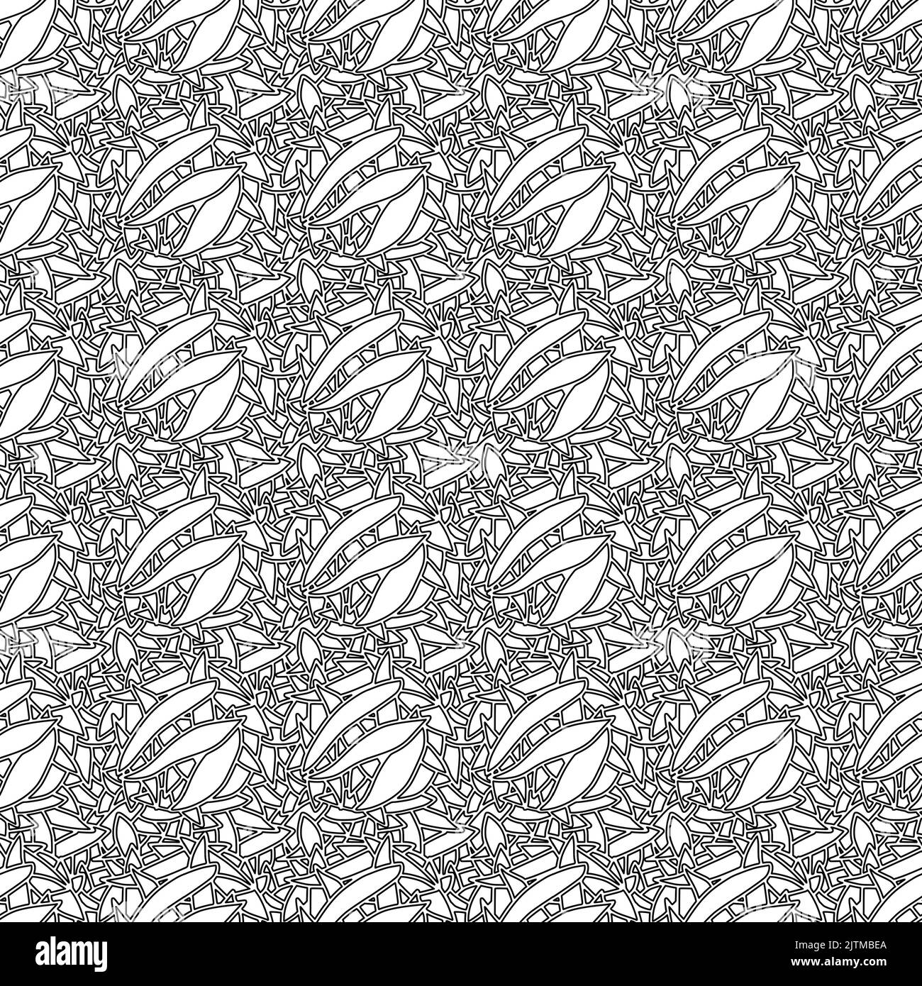 Hand Drawn Leafy pattern Stock Photo