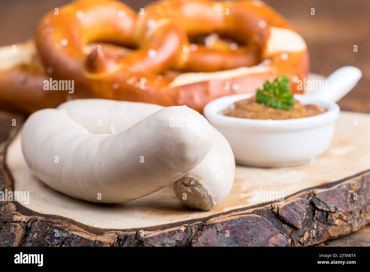 pair of bavarian white sausages Stock Photo