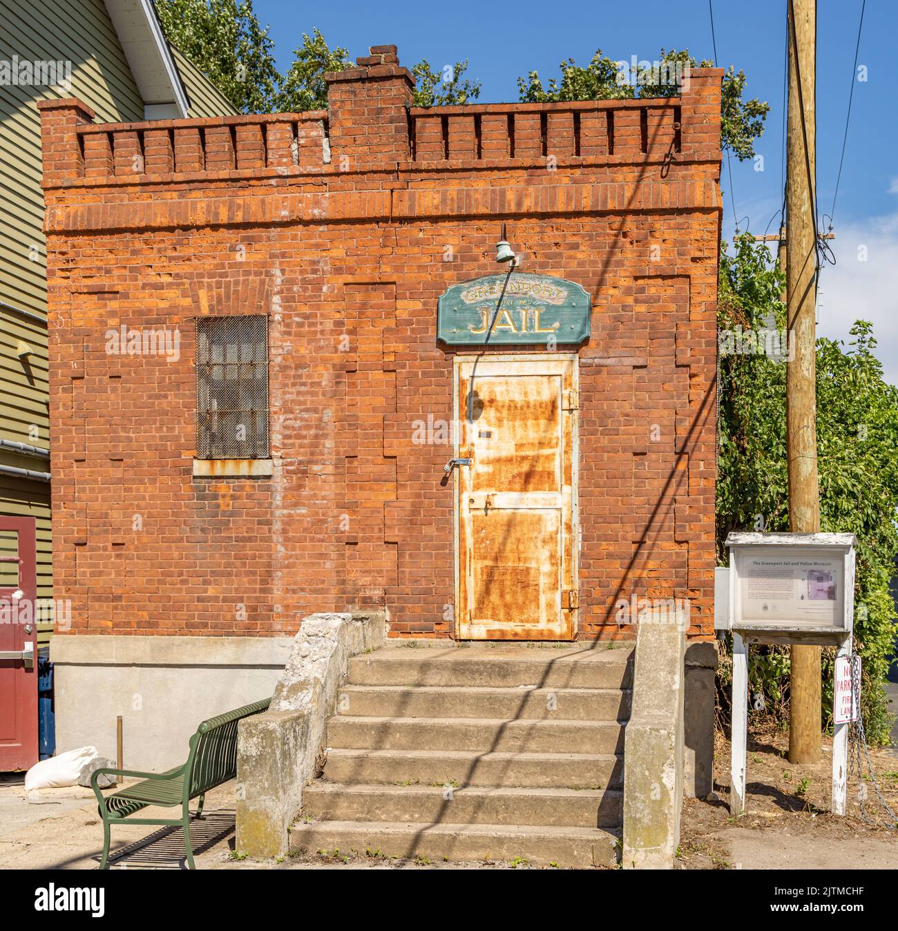 Front facade of the Greenport Village Jail Stock Photo Alamy