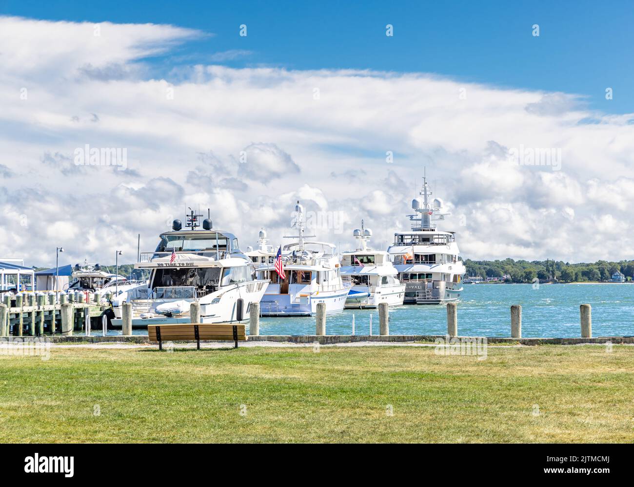 Greenport waterfront docks Stock Photo Alamy