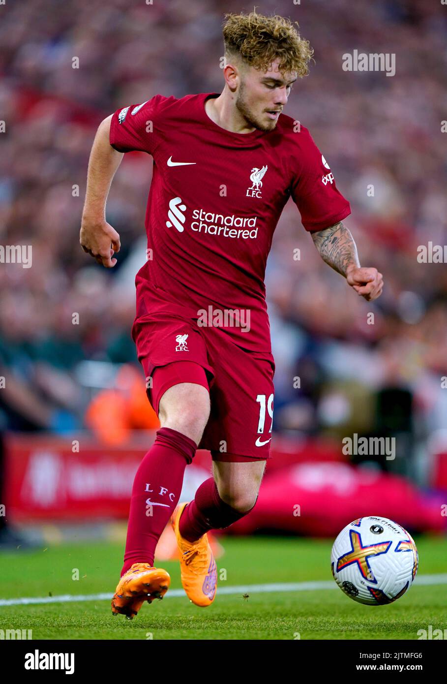 Liverpool's Harvey Elliott during the Premier League match at Anfield, Liverpool. Picture date