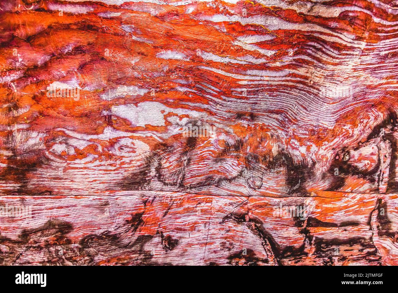Orange Red Black White Rock Tomb Ceiling Abstract, Street of Facades Petra Jordan Built by Nabataens in 200 BC to 400 AD Tomb walls create many abstra Stock Photo