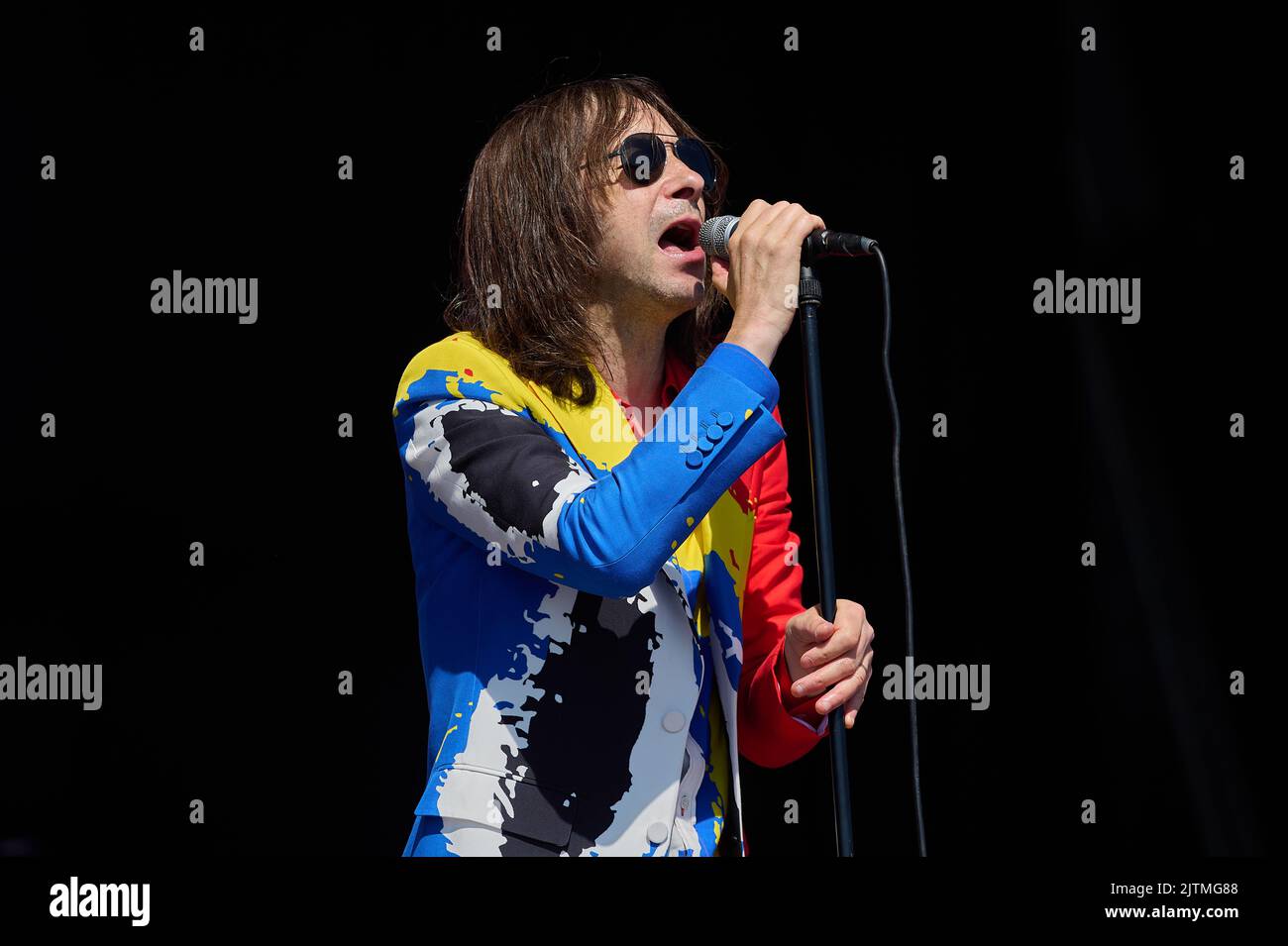 PORTSMOUTH, HAMPSHIRE, UK – AUGUST 26 2022: Indie Rock Band Primal Scream open Victorious Music festival on Southsea Common. Stock Photo